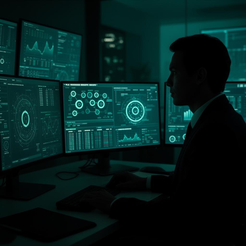Blockchain investigator analyzing cryptocurrency data